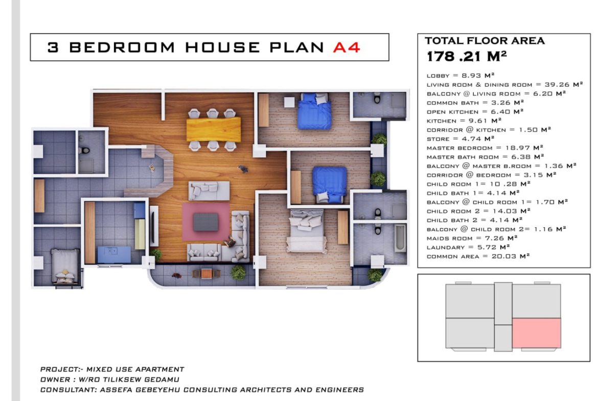 Three bedroom house plan